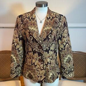 Vintage 90s Paisley Tapestry Blazer Jacket Y2K Boho Indie Grandma Core Women's M
